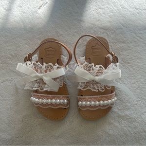 Greek Leather Coquette Sandals Size 23